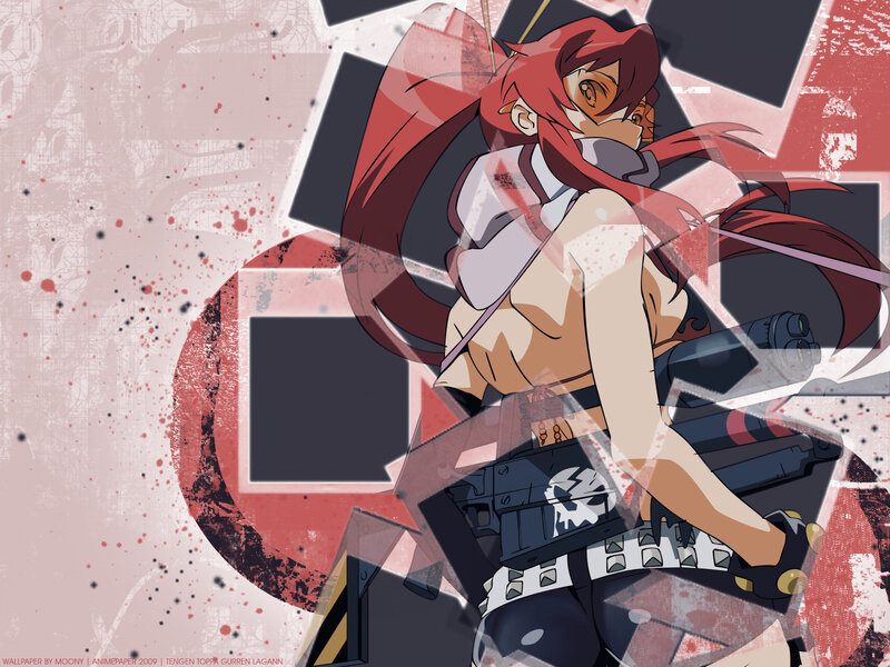Red-haired anime warrior with gun