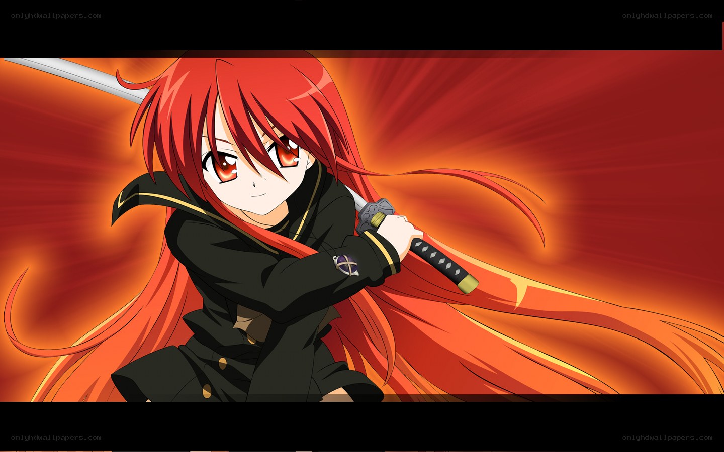 red-haired anime warrior with sword
