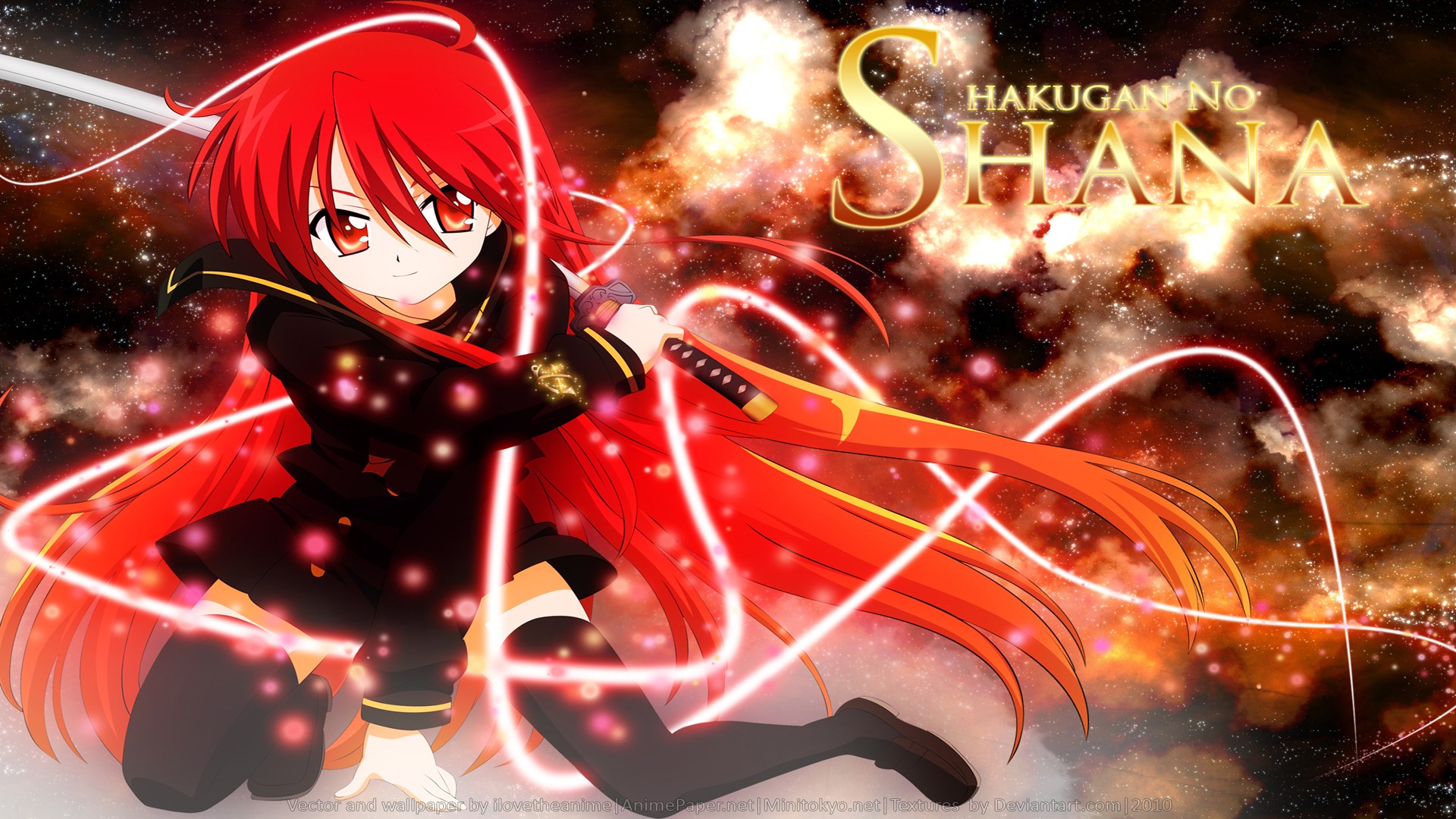 Red-haired anime warrior with sword