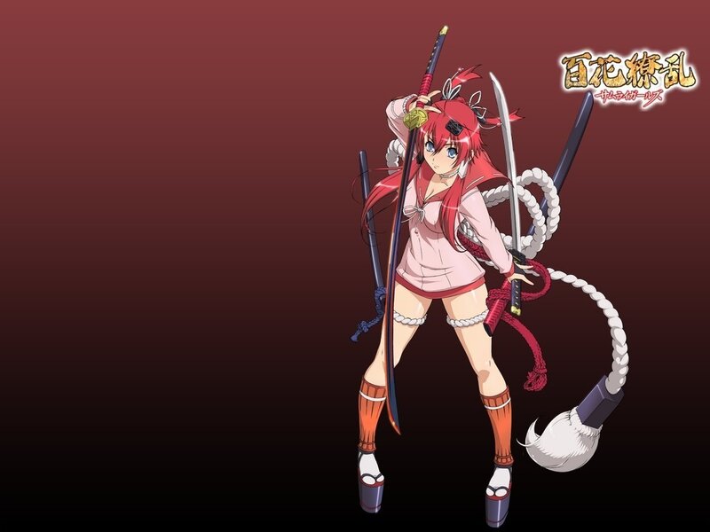 Red-haired anime warrior with swords