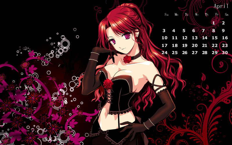 Red-haired Anime Woman — Black, Dramatic