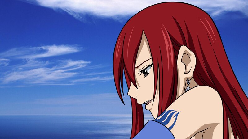 Red-haired Anime Woman — Blue, Serene