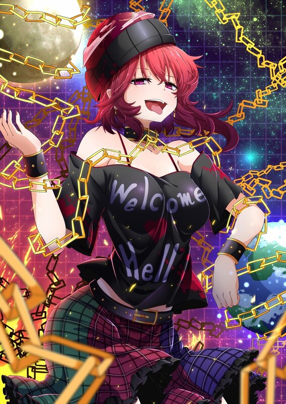 Red-haired Anime Woman — Purple, Dramatic, Night, Chains
