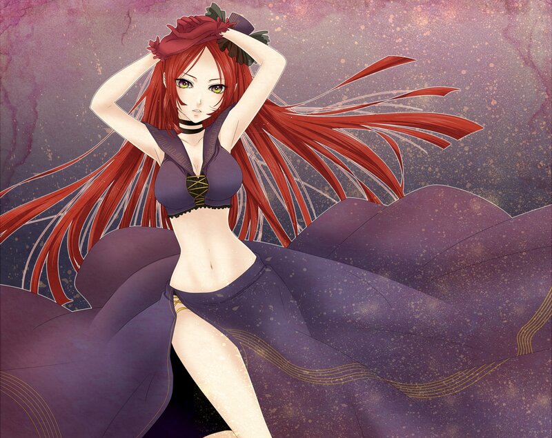 Red-haired Anime Woman — Purple, Dramatic