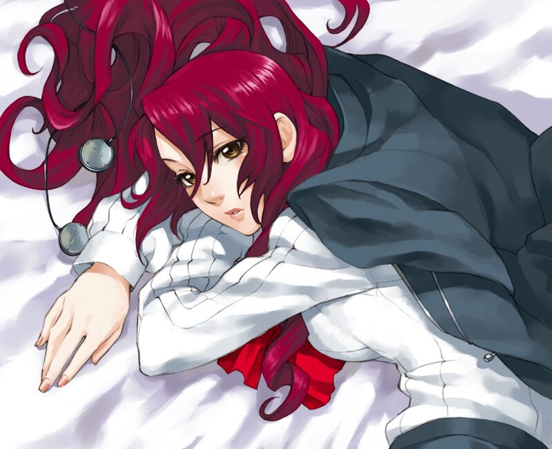 Red-haired Anime Woman — Red, Calm, Bed