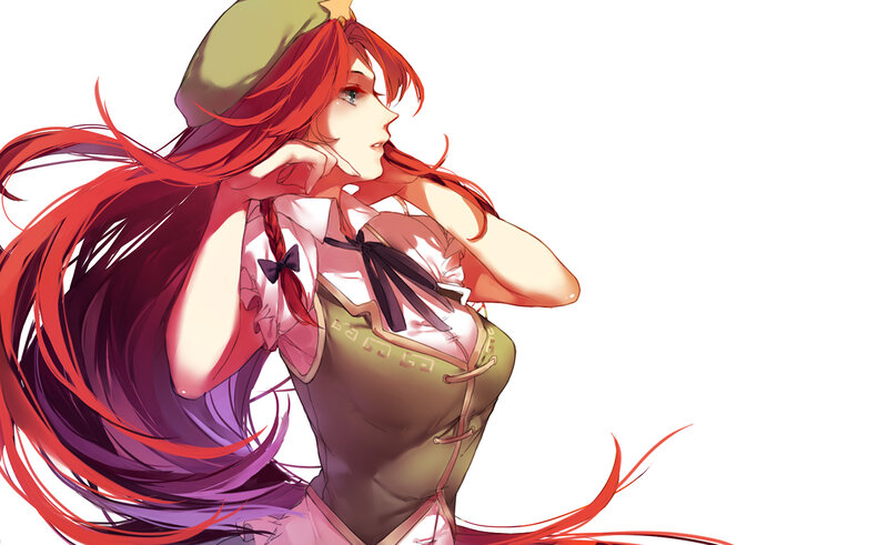 Red-haired Anime Woman — Red, Calm, Long Hair