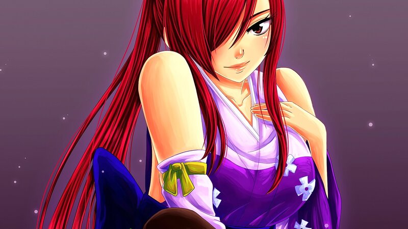 Red-haired Anime Woman — Red, Calm, Night