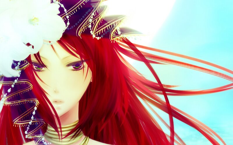 Red-haired Anime Woman — Red, Dramatic, Afternoon