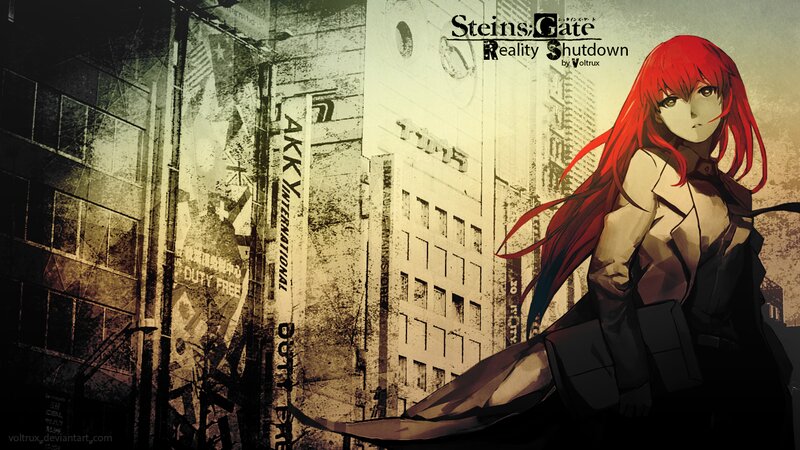 Red-haired Anime Woman — Red, Dramatic, Cityscape
