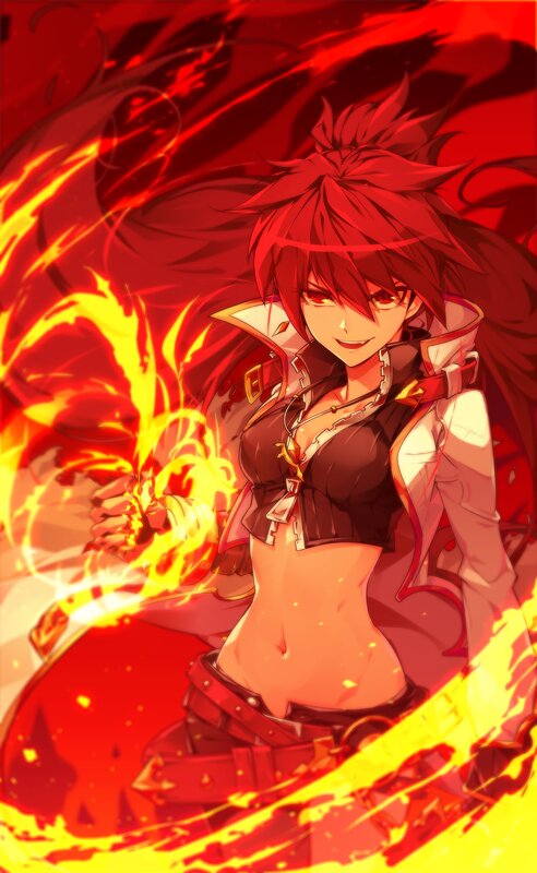 Red-haired Anime Woman — Red, Dramatic, Fire, Flame