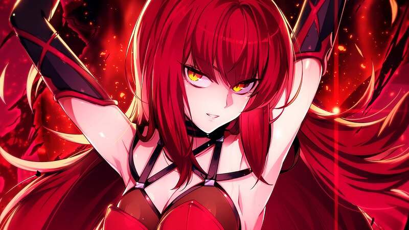 Red-haired Anime Woman — Red, Dramatic, Red Eyes