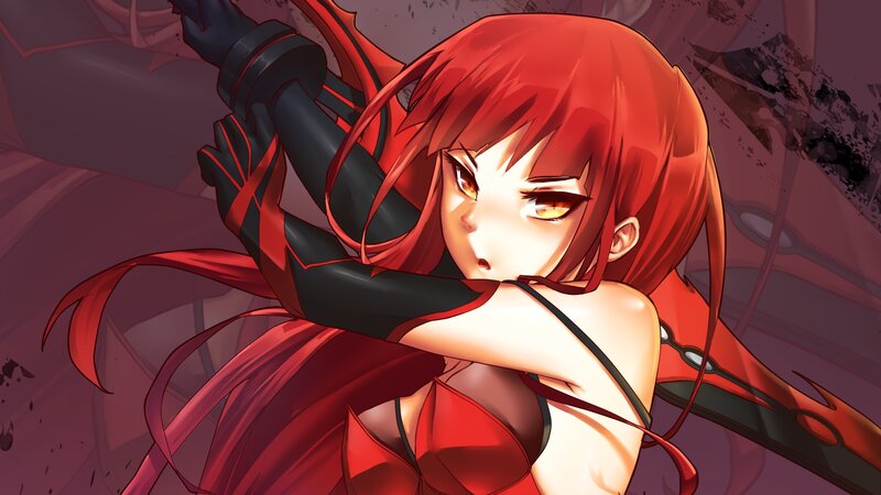 Red-haired Anime Woman — Red, Dramatic, Sword, Black Gloves