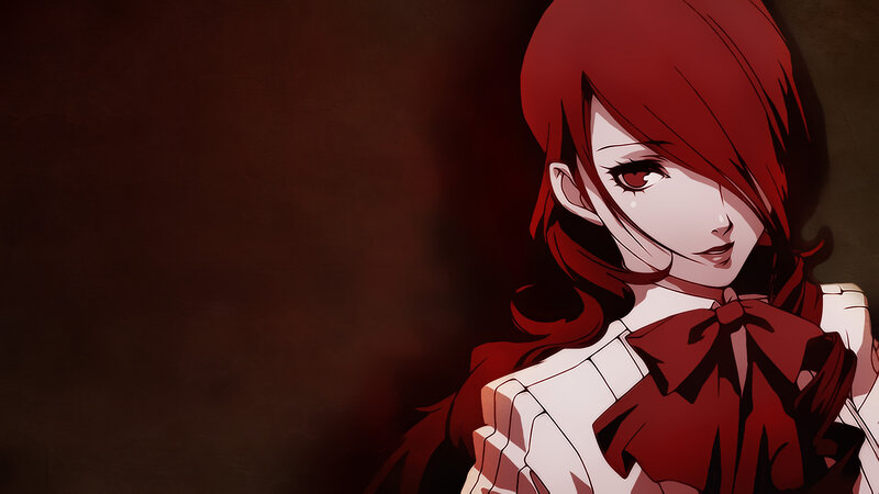 Red-haired Anime Woman — Red, Dramatic, White Blouse
