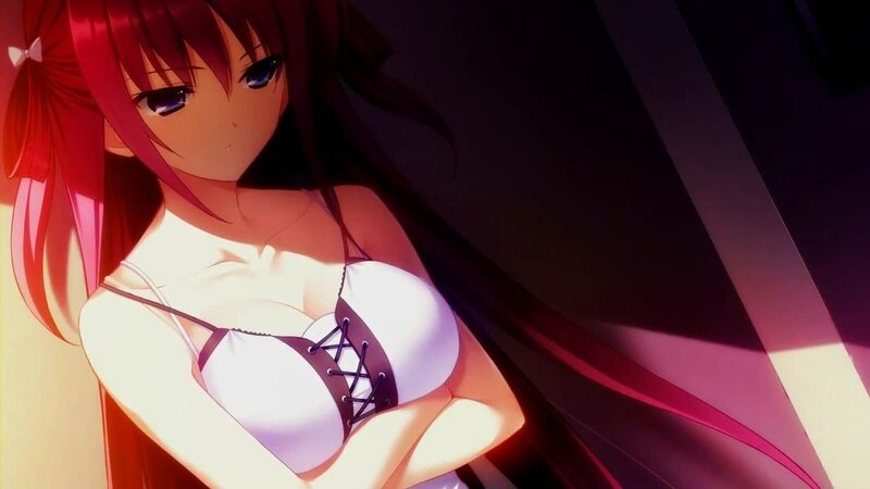 Red-haired Anime Woman — Red, Dramatic, White Top