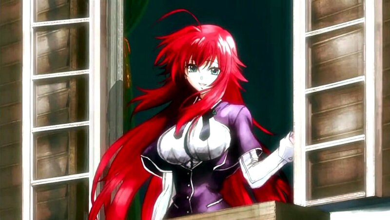 Red-haired Anime Woman — Red, Dramatic, Window, Purple Outfit