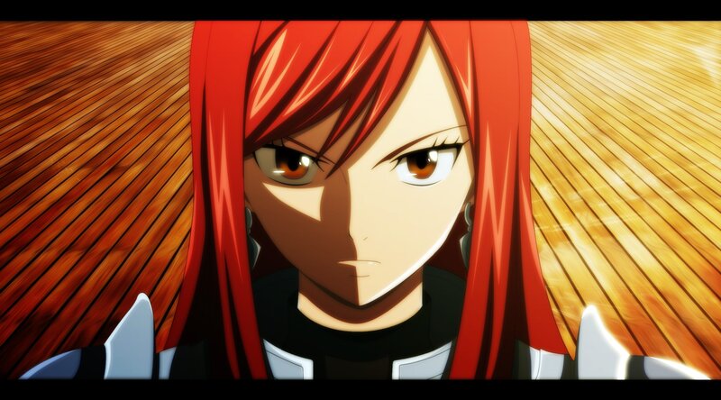 Red-haired Anime Woman — Red, Dramatic, Wooden Floor