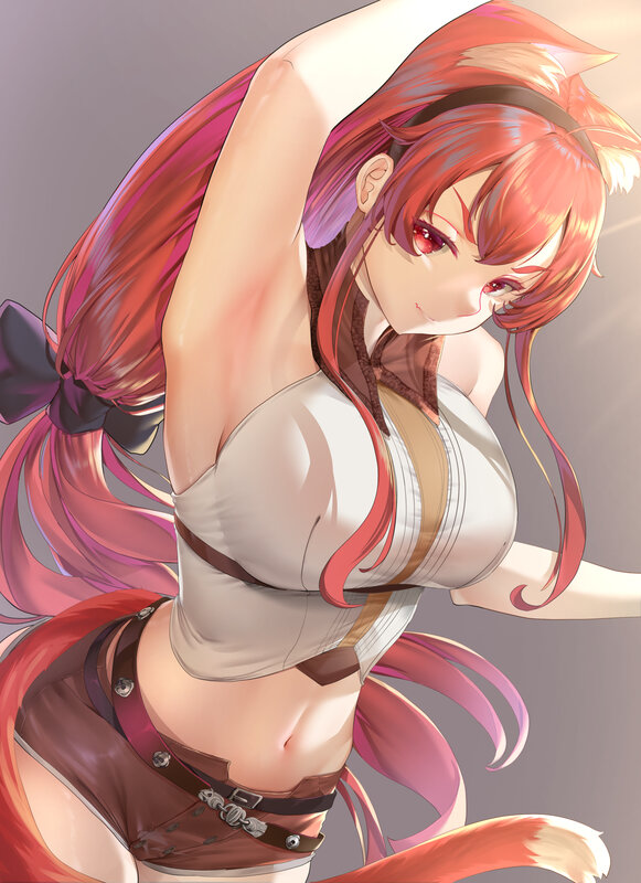 Red-haired Anime Woman — Red, Playful, Cat Ears