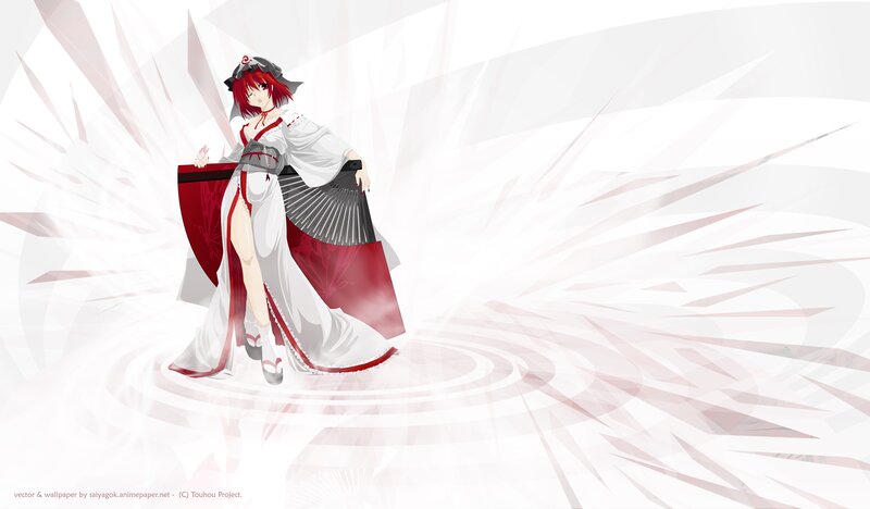 Red-haired Anime Woman — White, Dramatic, Digital Art