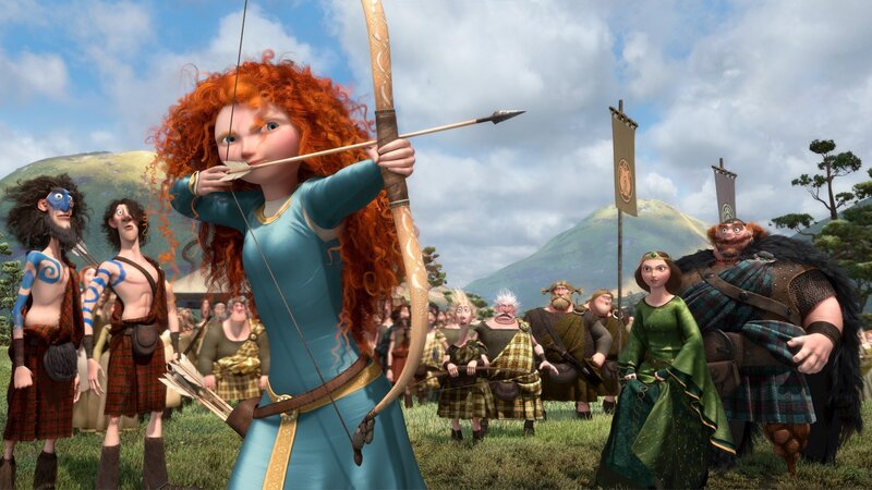 Red-haired Archer Aiming Bow — Blue, Dramatic