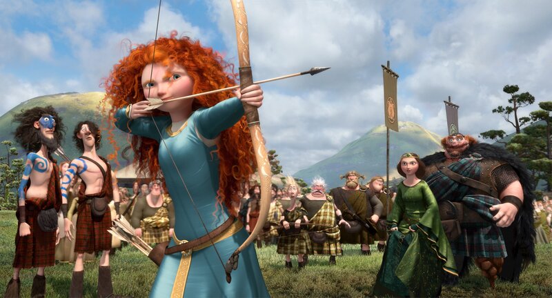 Red-haired Archer Aiming Bow — Red, Dramatic, Afternoon
