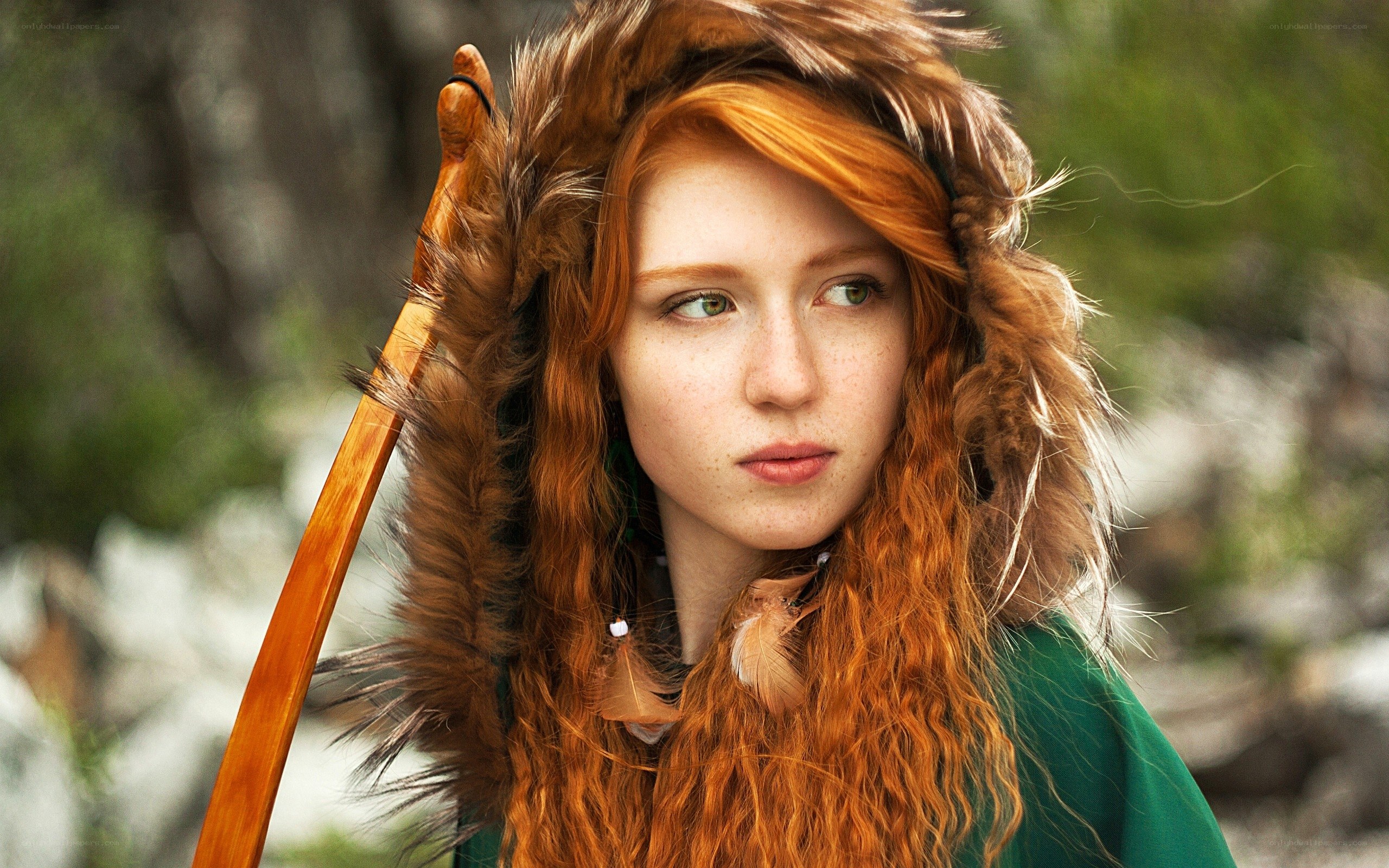 red-haired archer in forest