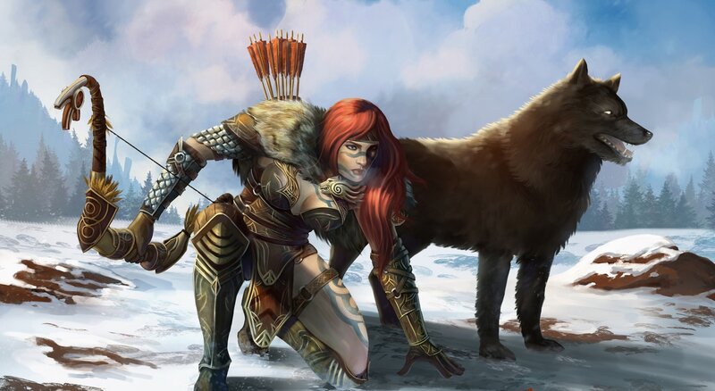 Red-haired Archer with Wolf