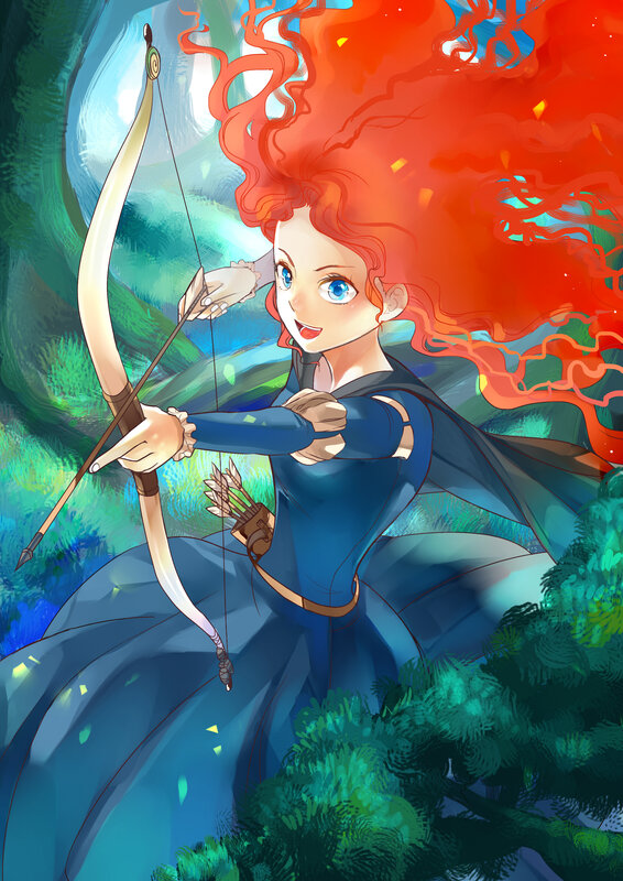 Red-haired Archer Woman — Blue, Dynamic