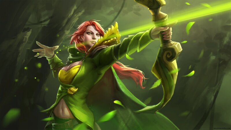 Red-haired Archer Woman — Green, Dramatic