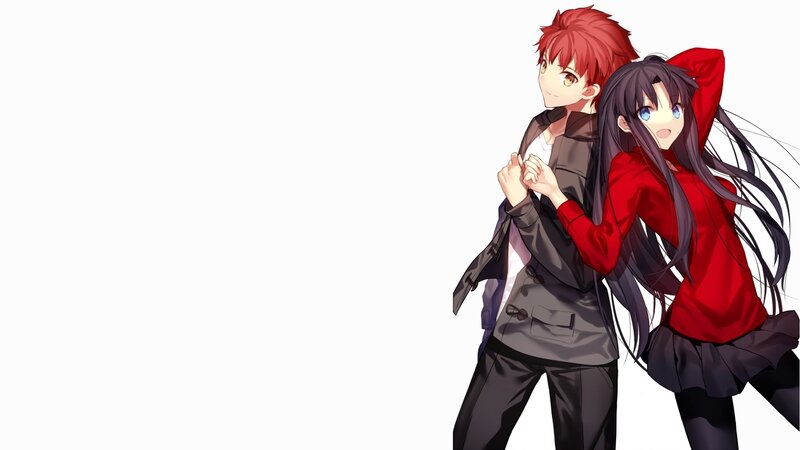 Red-haired Boy and Black-haired Girl — White