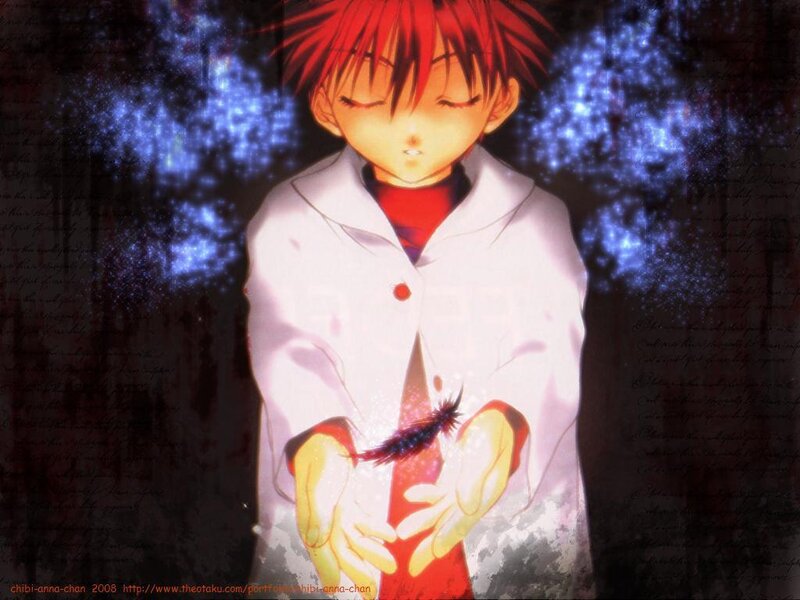 Red-haired Boy Holding Feather