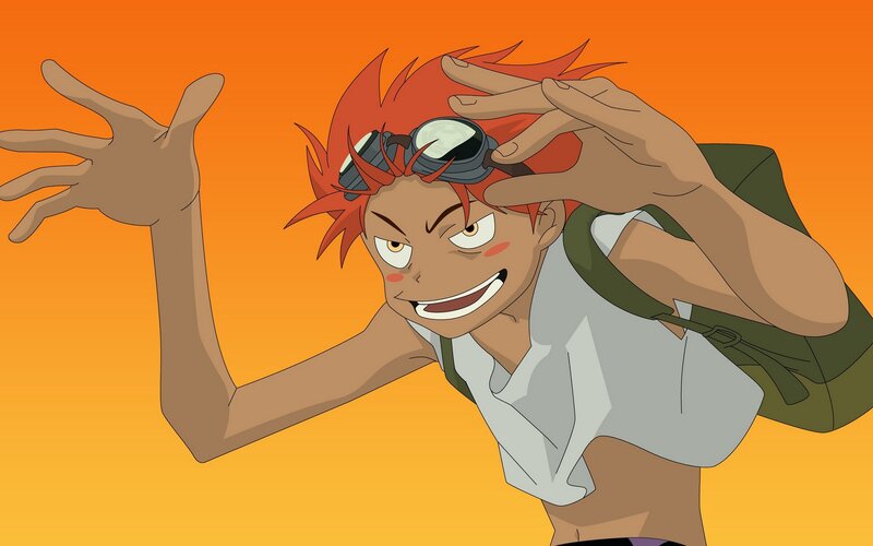 Red-haired Boy with Goggles — Orange, Energetic
