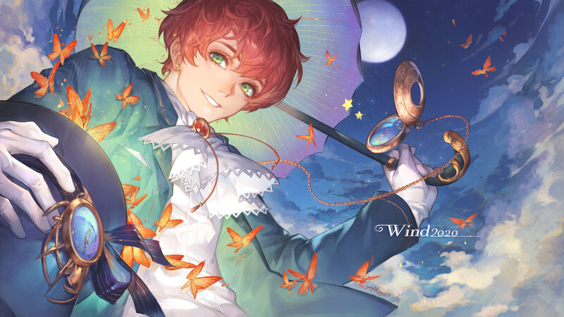 Red-haired Boy with Umbrella