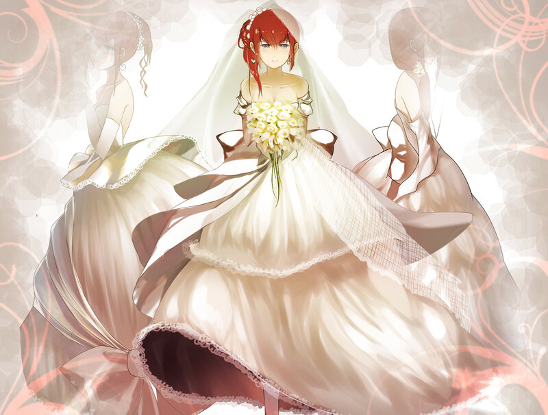 Red-haired Bride in Wedding Dress