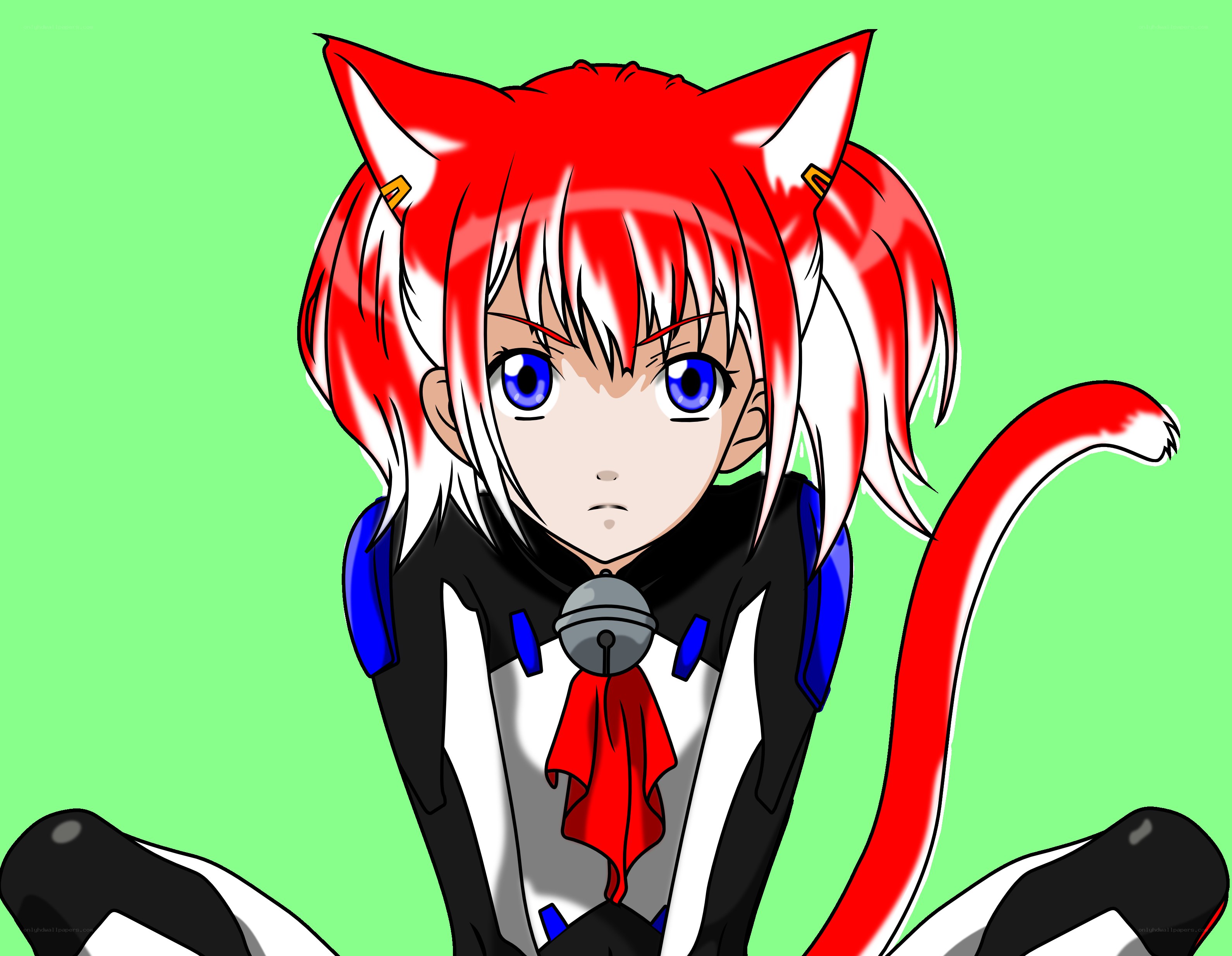 red-haired cat-eared anime character