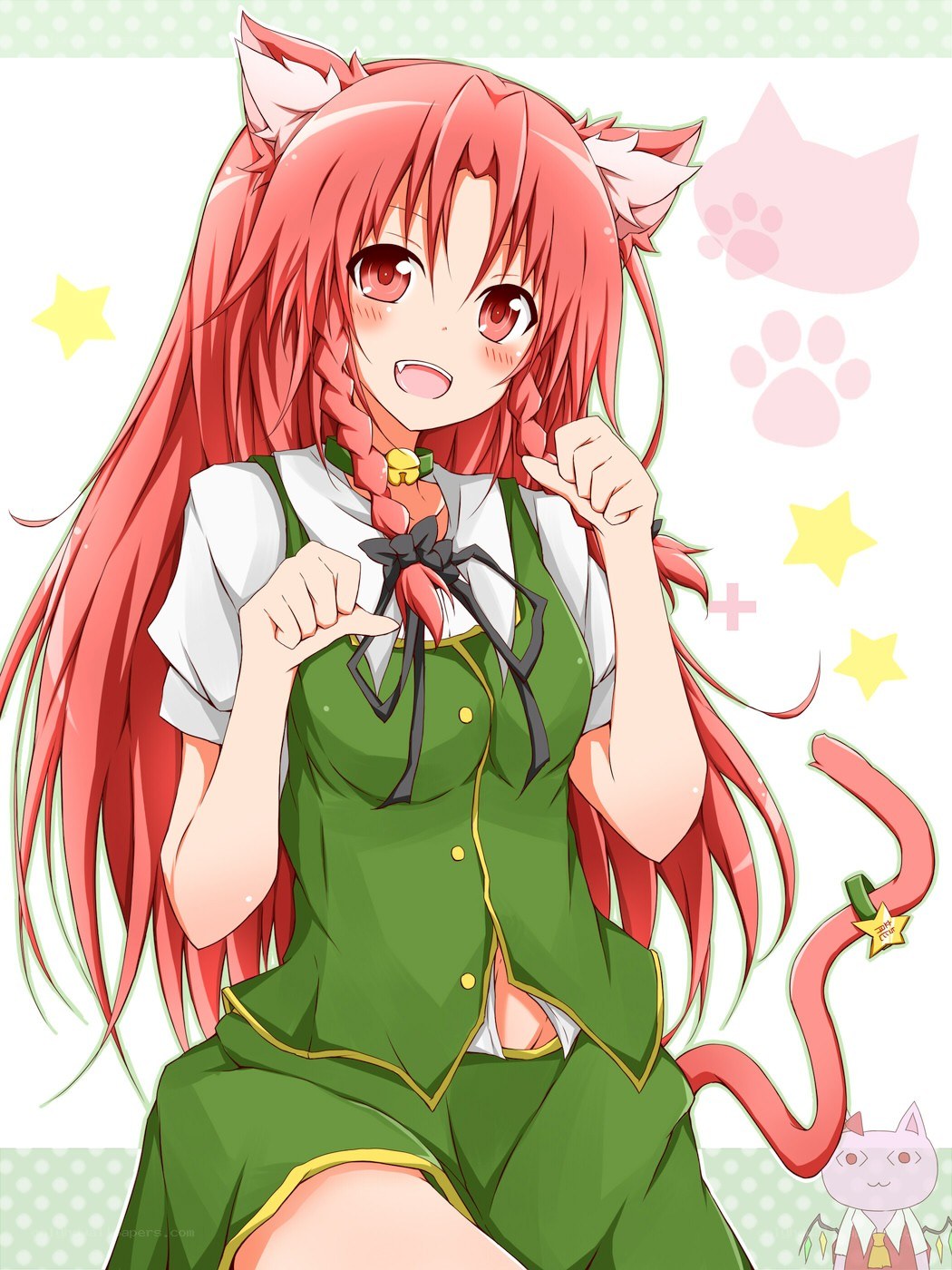 red-haired cat girl anime character