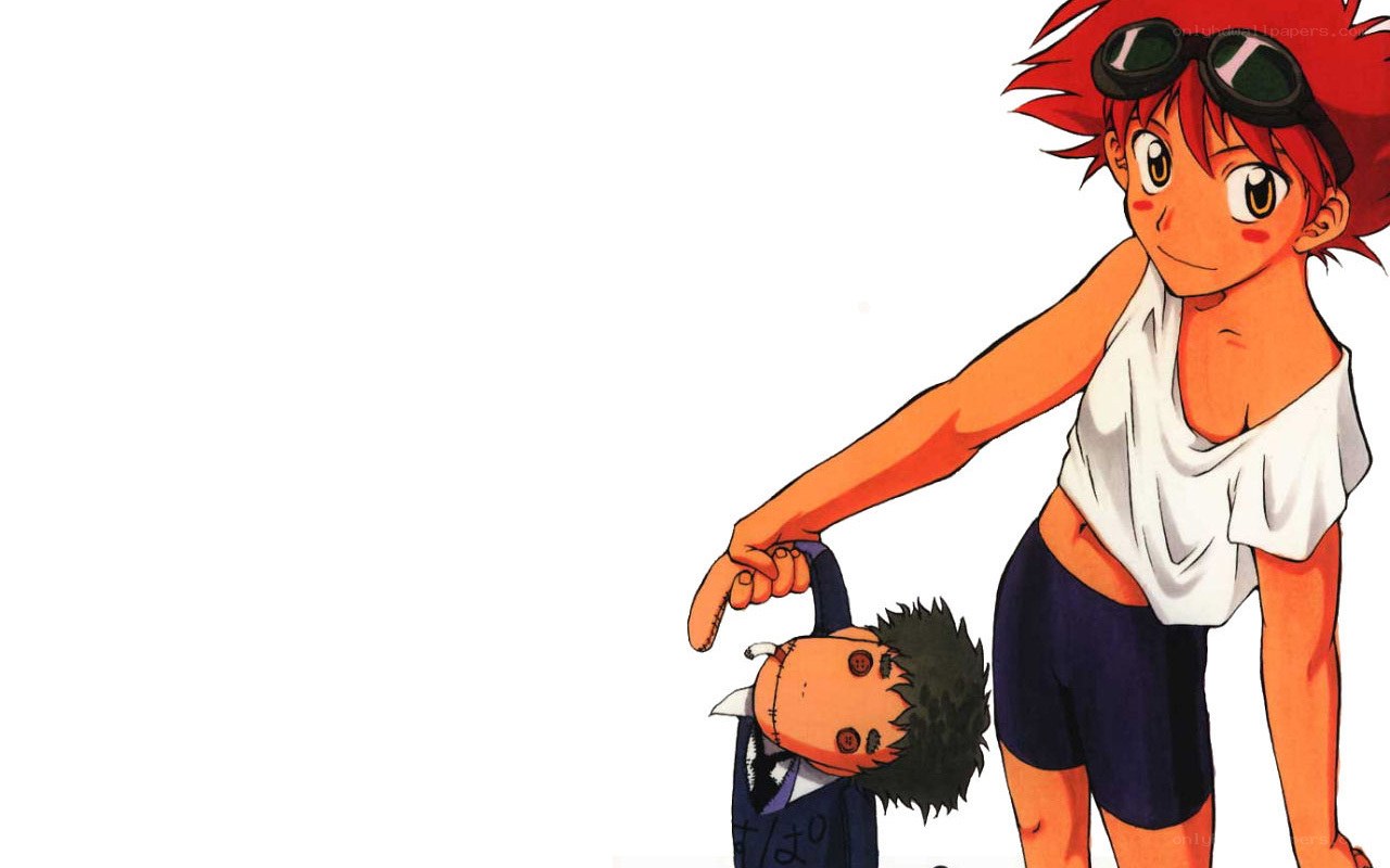 Red-haired character holding a doll