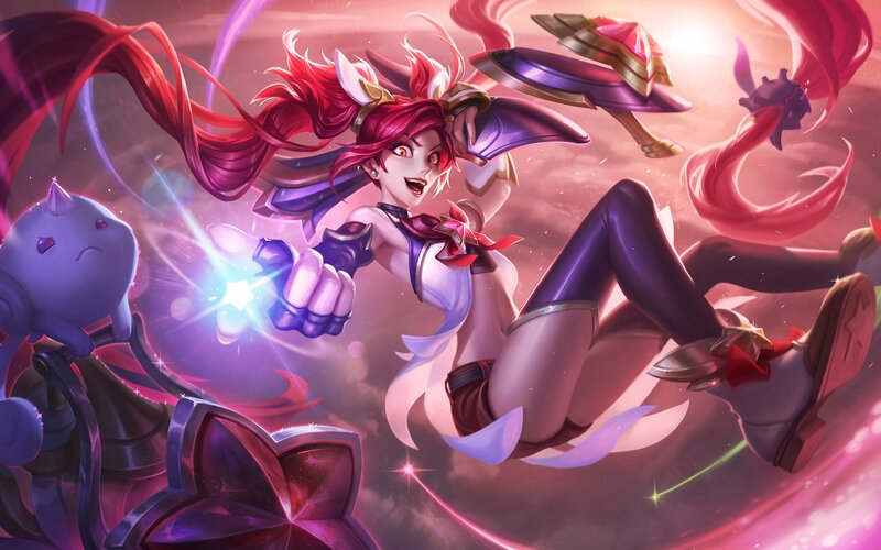 Red-haired Character in Action — Purple