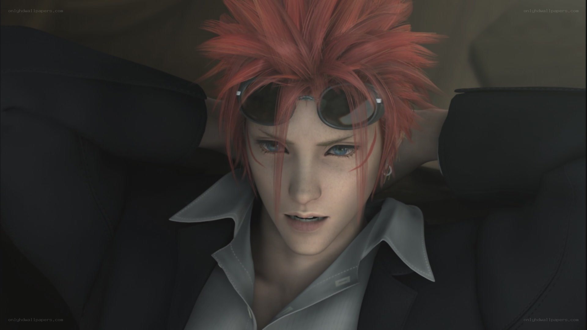 red-haired character in car