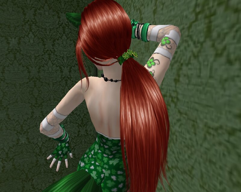 Red-haired Character in Green Dress — Playful