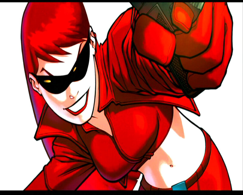 Red-haired Character in Red Suit