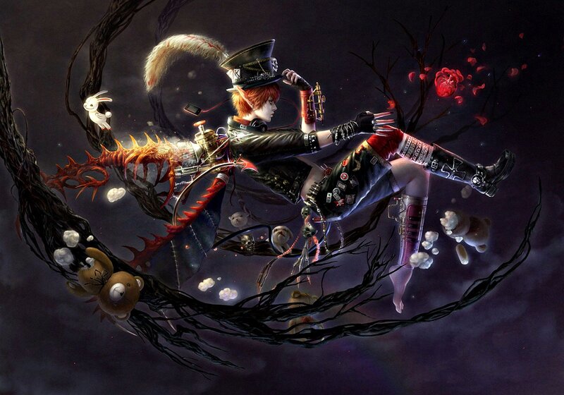 Red-haired Character in Steampunk Gear
