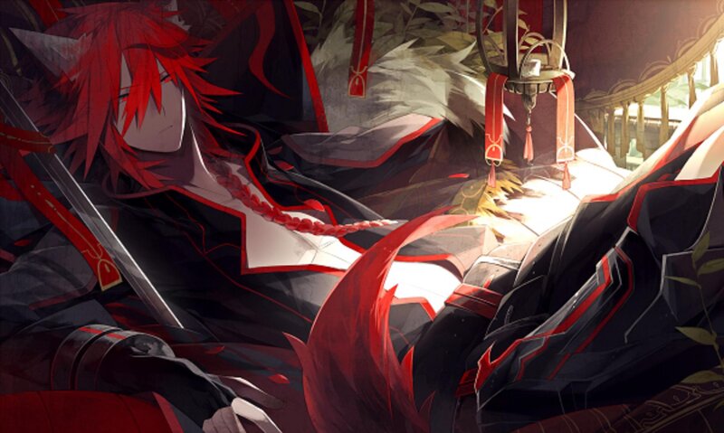 Red-haired Character Lying — Black