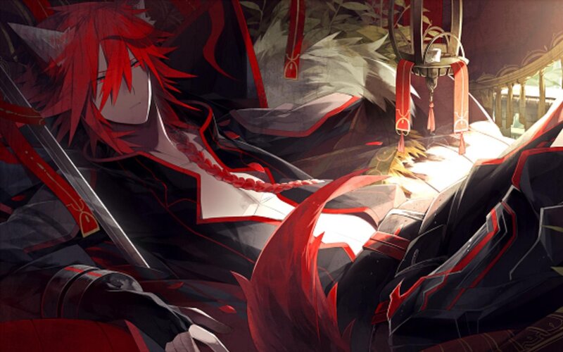 Red-haired Character Lying — Red