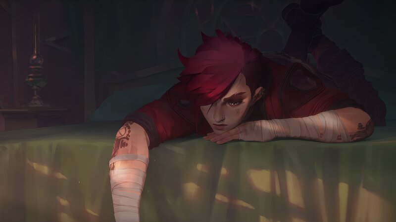 Red-haired Character on Bed