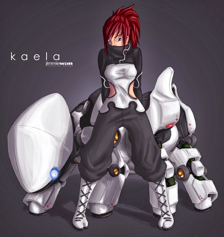 Red-haired Character on Robot