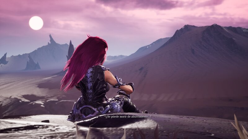 Red-haired Character Sitting — Purple, Melancholic