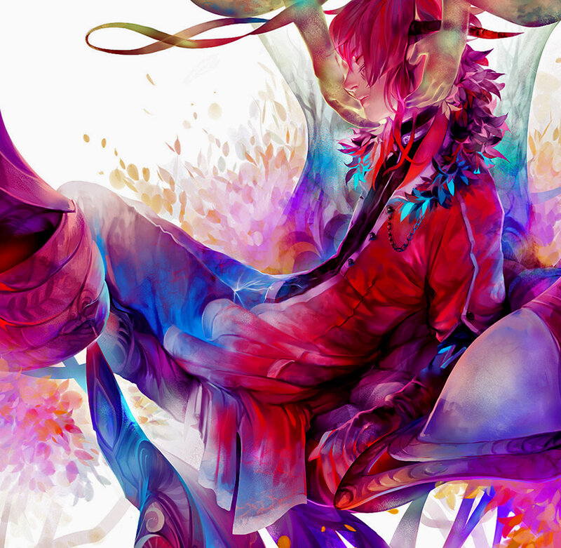 Red-haired Character Sitting — Purple