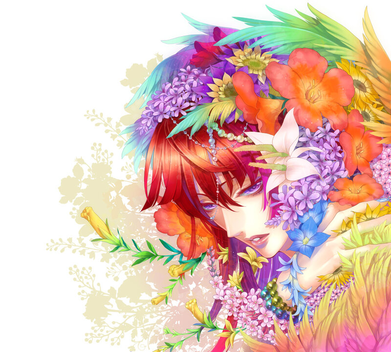 Red-haired Character with Flowers