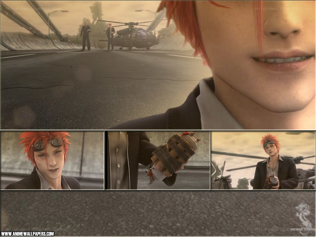 Red-haired character with helicopter