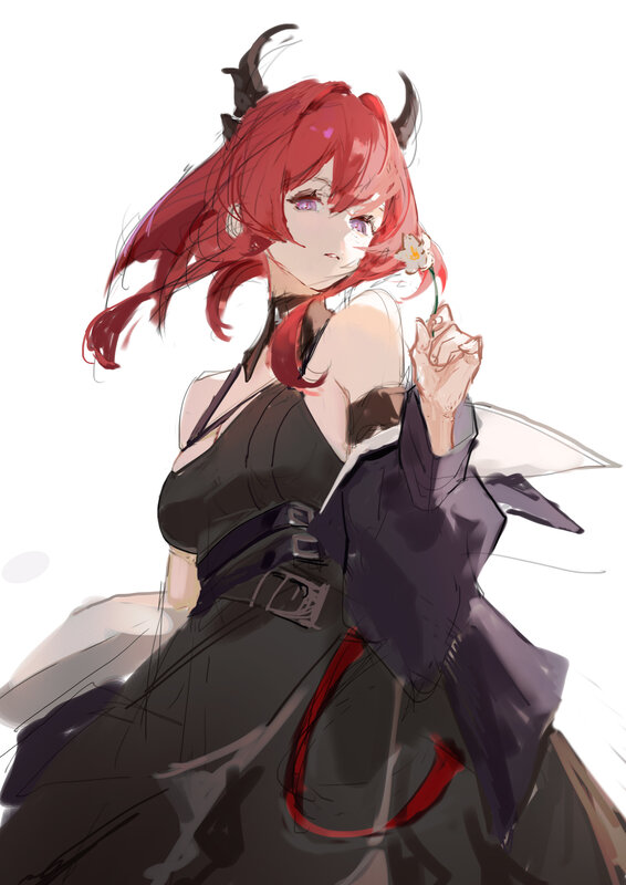 Red-haired Character with Horns — Red, Calm
